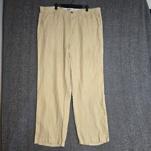 28 Palms 100% Linen‎ Pants Straight Waist Casual Summer Beach Beige Sz 2XL 41x31